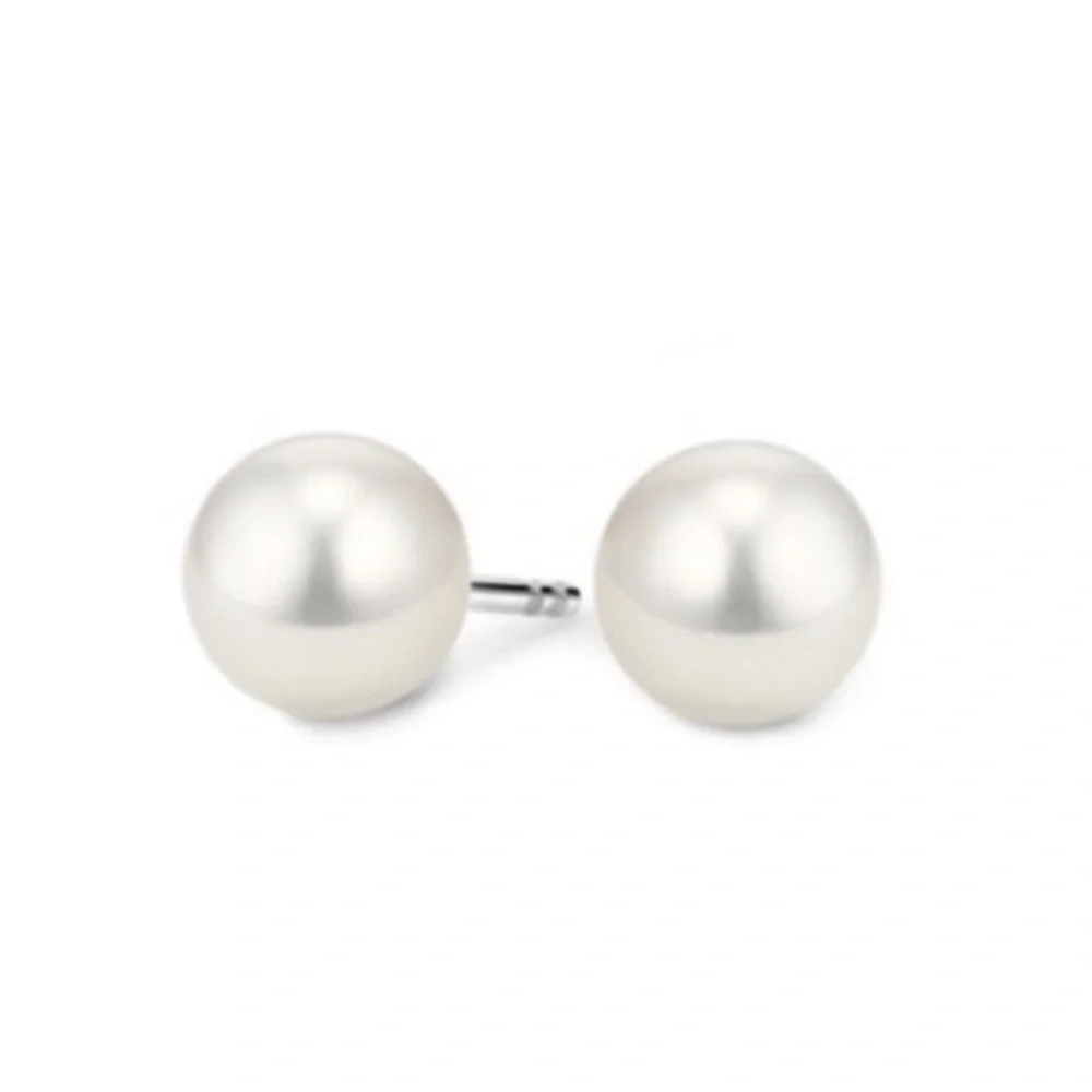 Renaissance Collection Freshwater 14k White Gold Pearl Stud Earrings 925